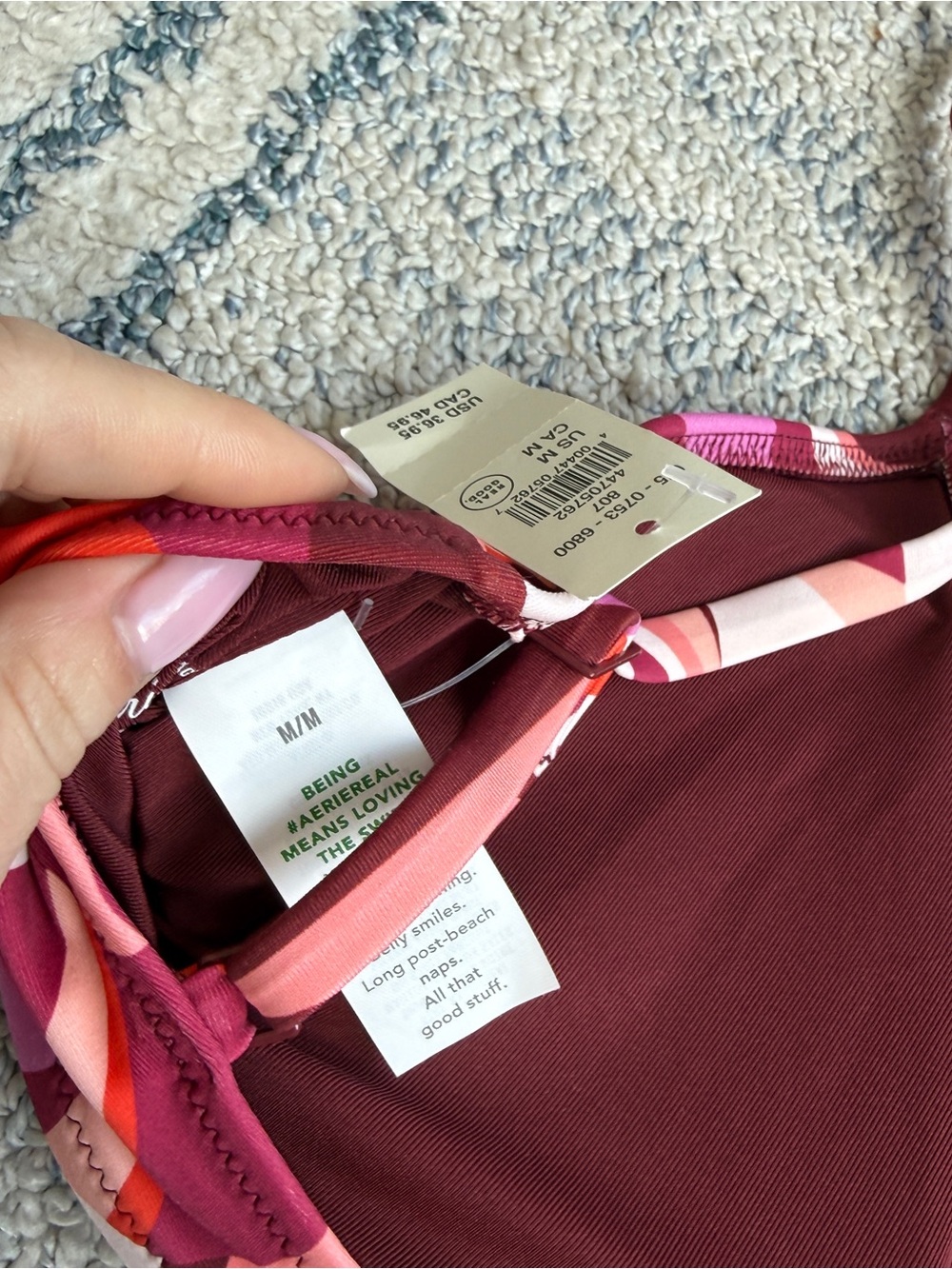 NWT - Aerie Bathing Suit Top - Pink & Red - Picture 6 of 6